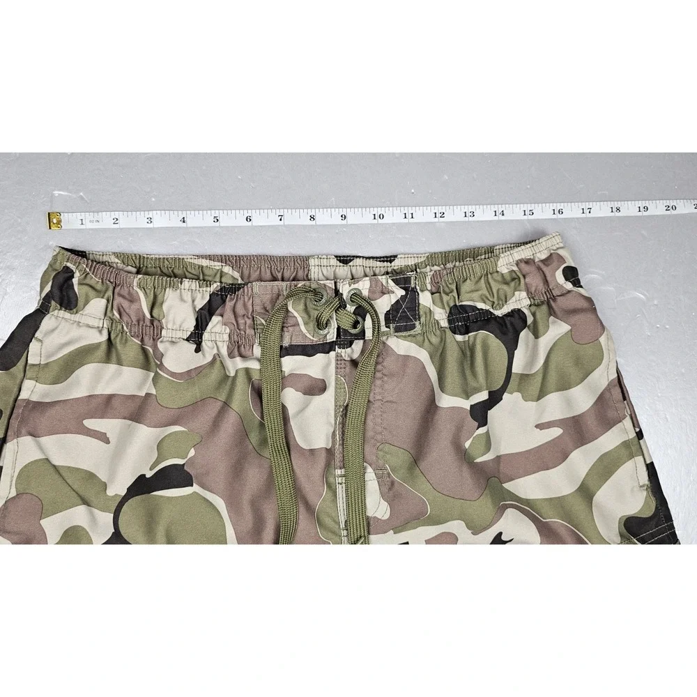 OP Ocean Pacific Board Shorts Mens Medium Y2k Camo Drawstring Lined  Swim Trunks